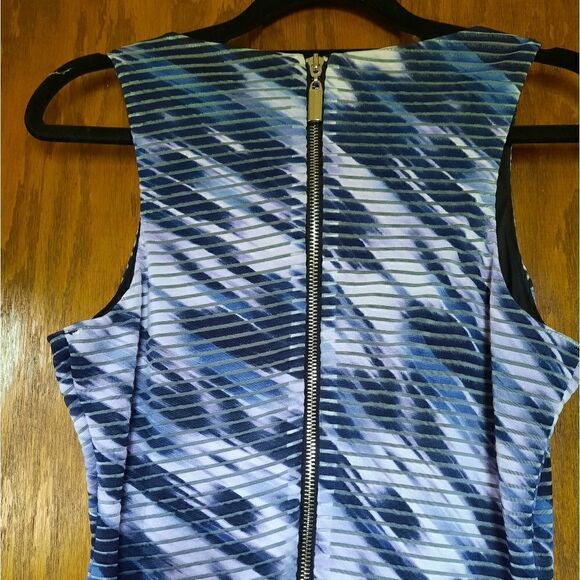 Jennifer Lopez Midi Tank Dress Stretchy Striped Purple - Picture 6 of 13